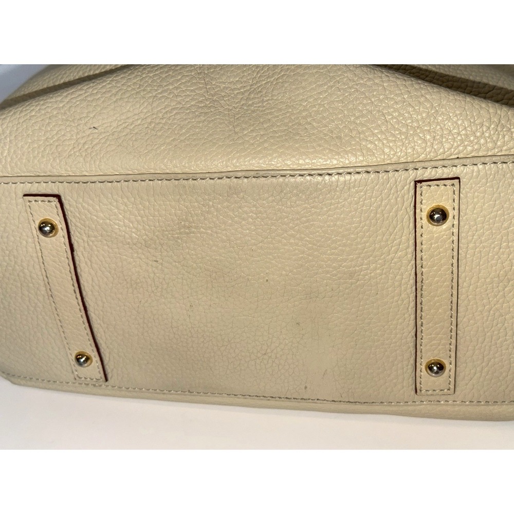Dooney & Bourke Ivory Pebble Leather Hobo Shoulder Bag Wallet Pink Lining - Picture 12 of 16